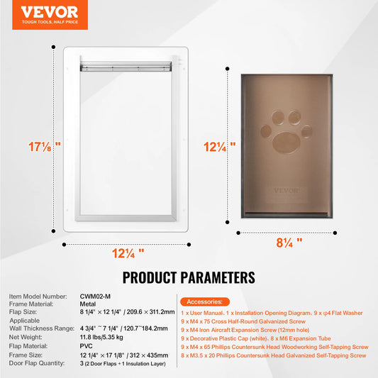 Pet Door With Metal Frame Lock 3 Flap System Weatherproof