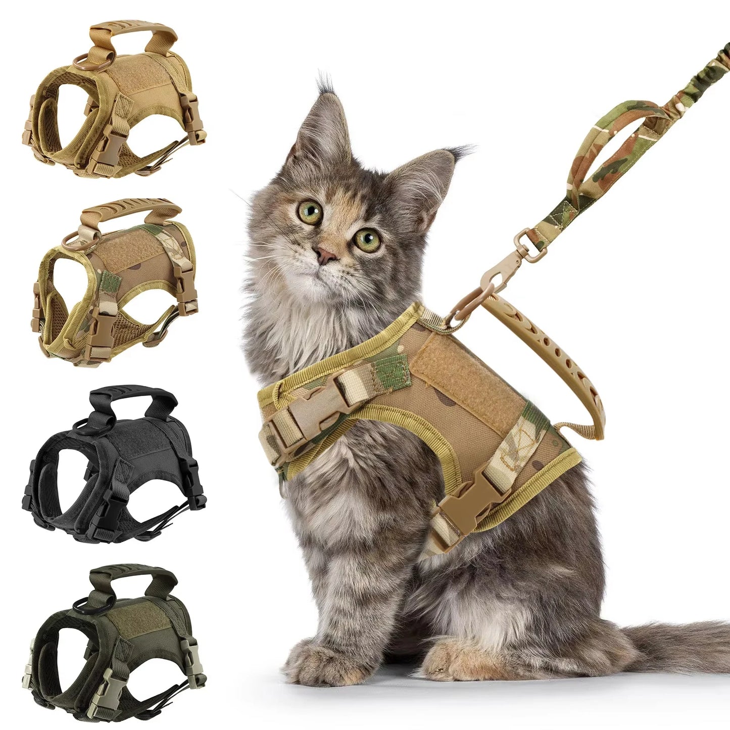 Tactical Cat Harness And Leash Set With Adjustable Straps For Pets
