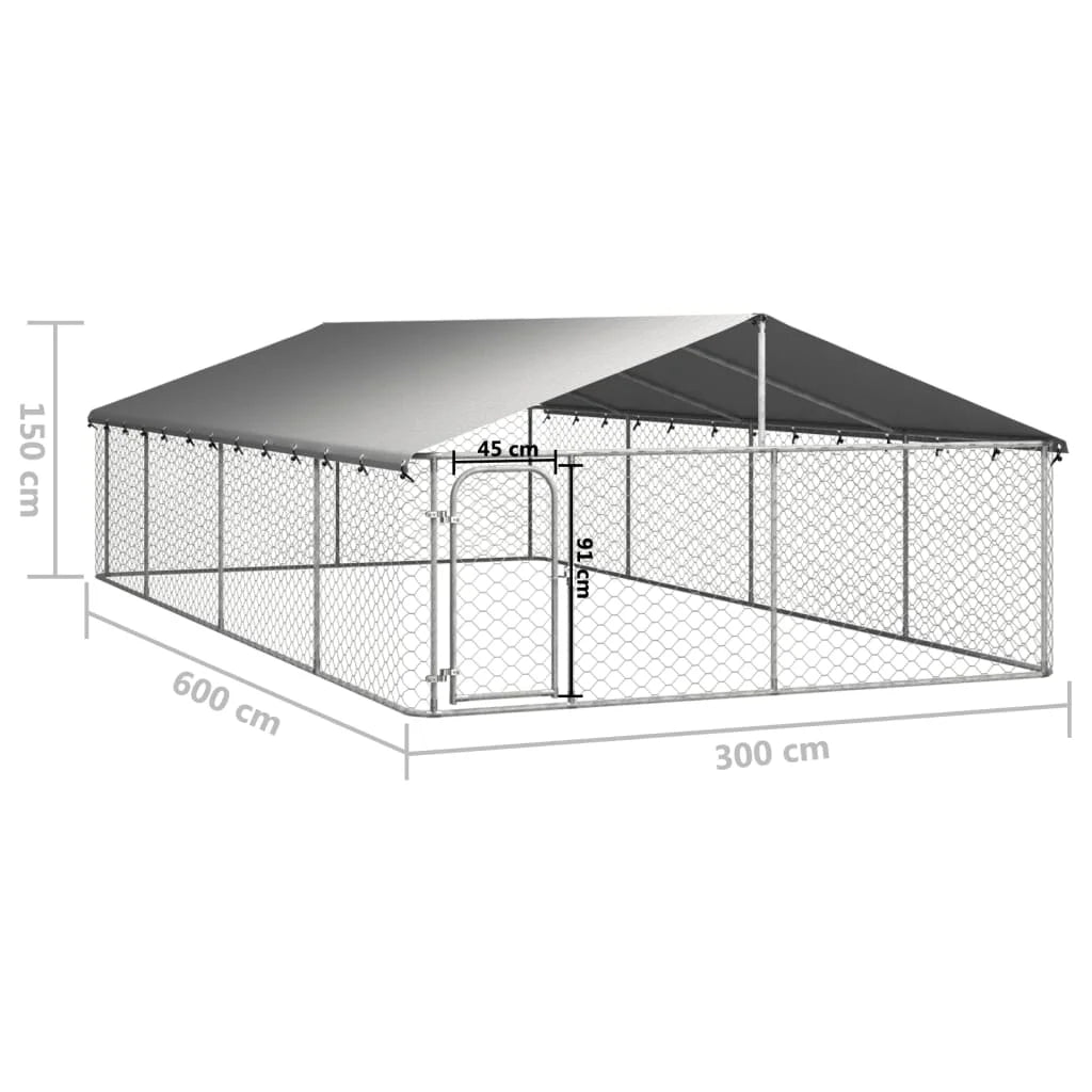 Outdoor Kennel With Roof Galvanized Steel Construction