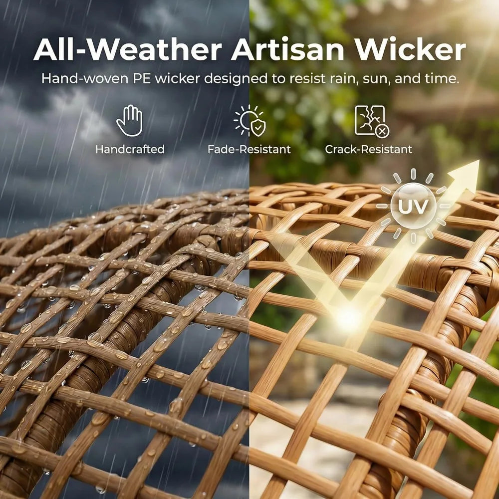 Egg Chair With Ottoman Indoor Outdoor Wicker Patio Lounge