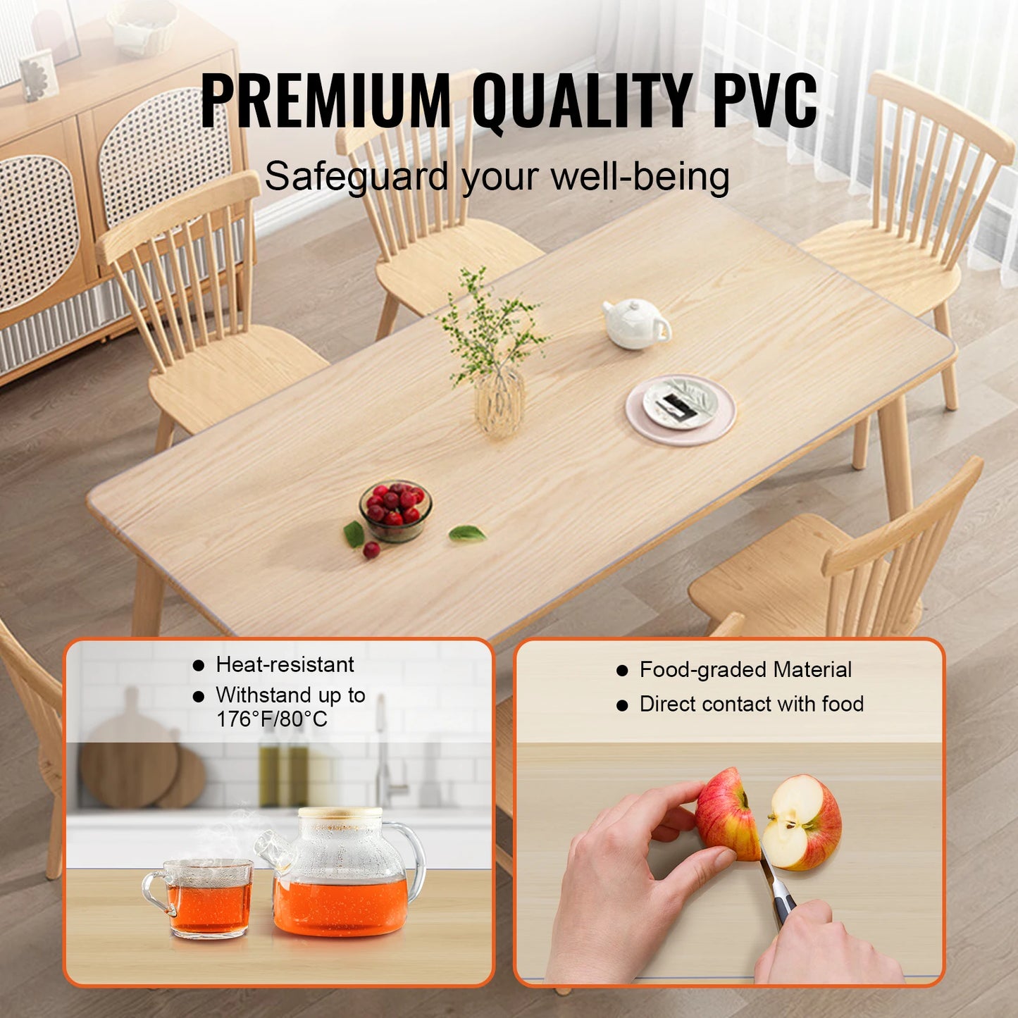Transparent PVC Tablecloth Waterproof Oil Proof Protector For Tables