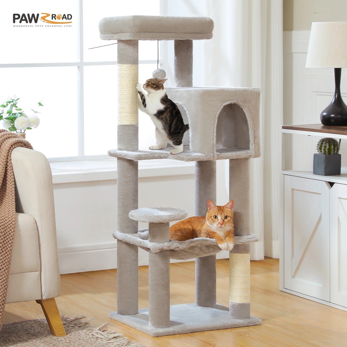 PAWZ Road Four Level Cat Tree With Sisal Posts