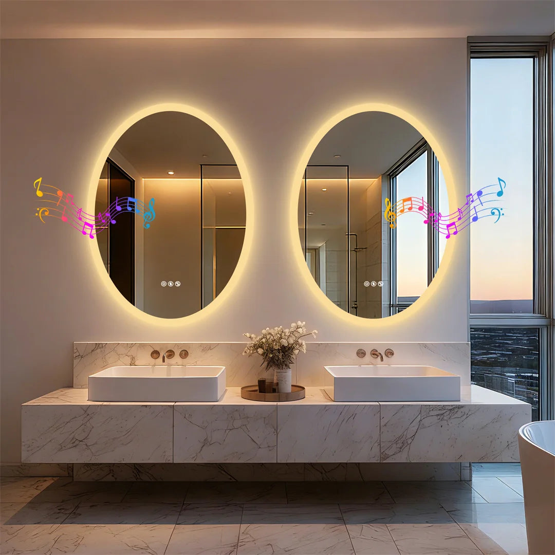 LUVODI Bluetooth LED Bathroom Mirror With Fogless Smart Memory Dimming