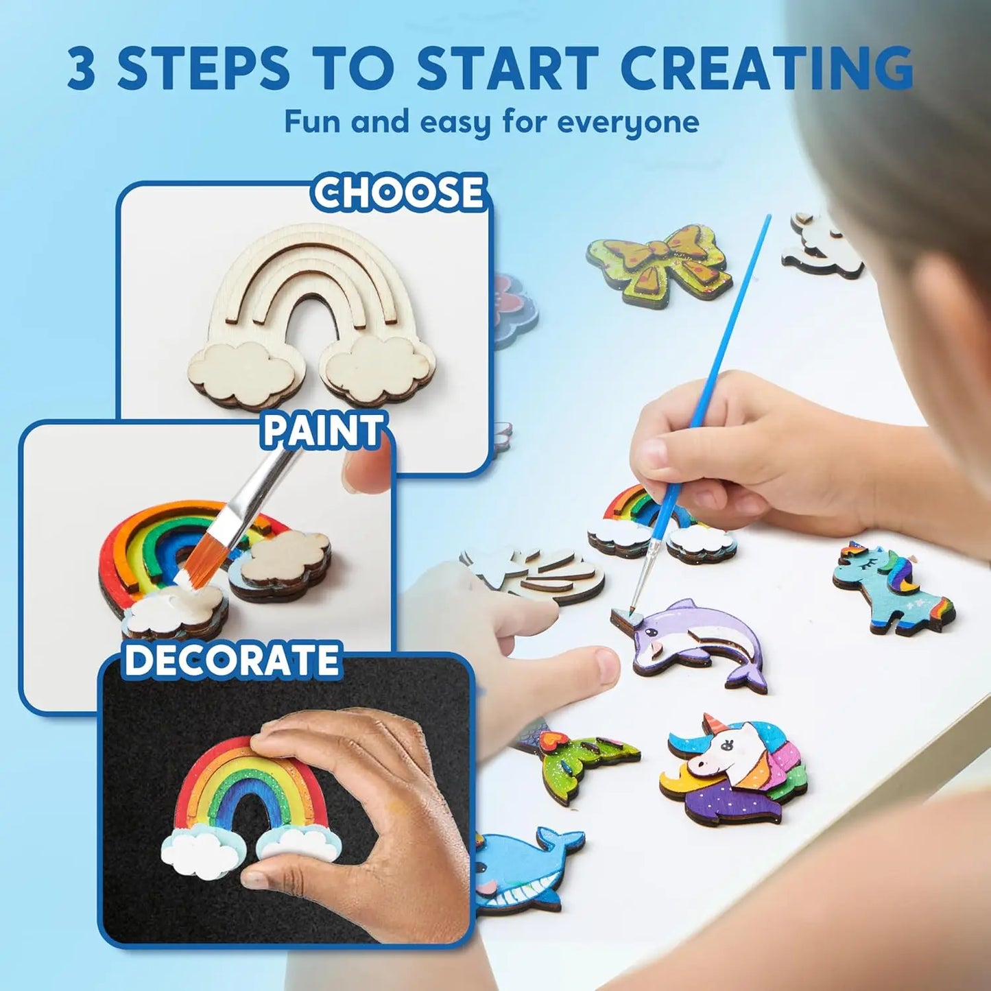 Joyfy 12 Piece Fantasy Wooden Unicorn Magnets Craft Kit For Kids