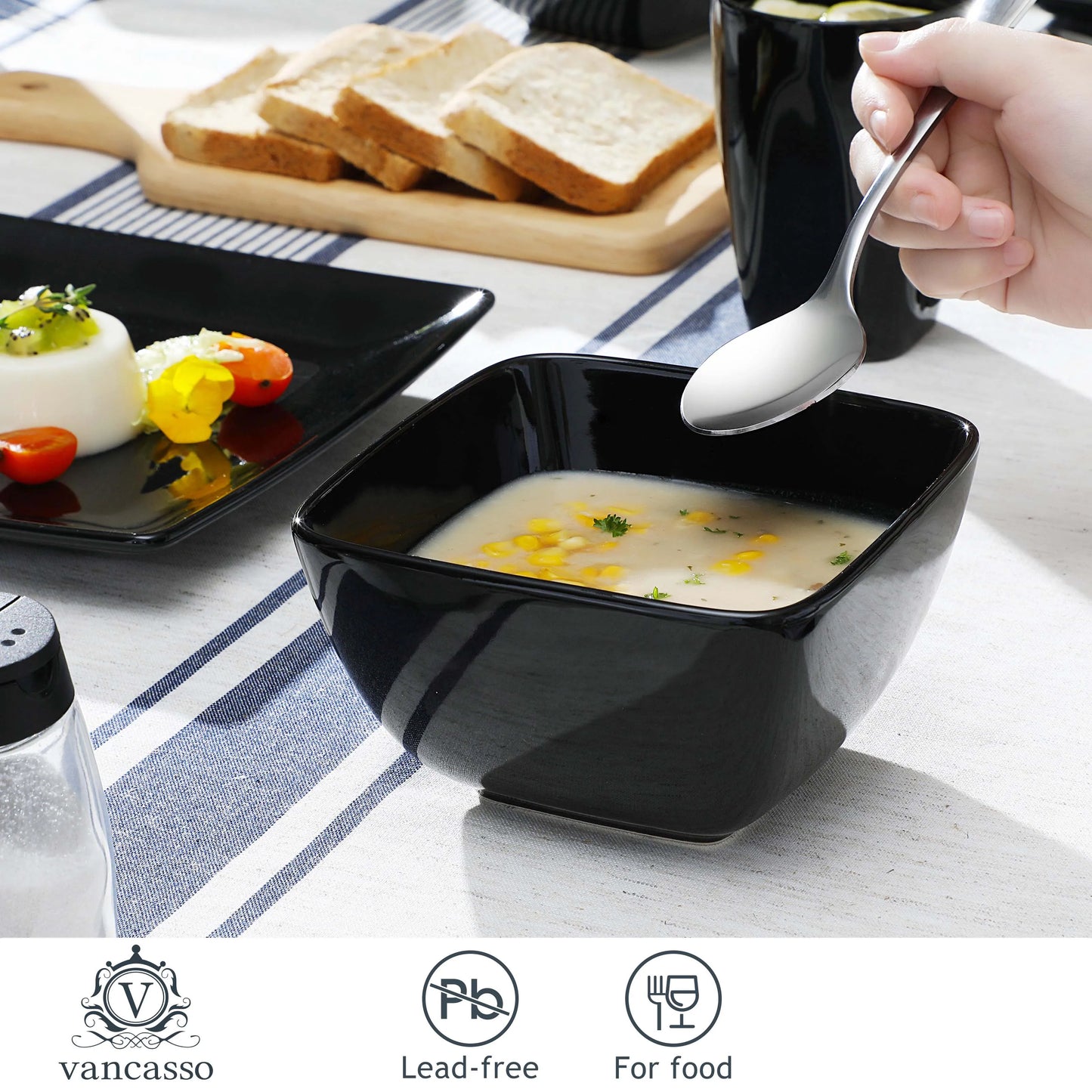 Malacasa Premium Square Ceramic Dinnerware Set For Dining Tables