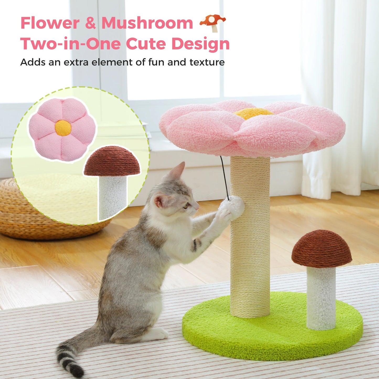 PAWZ Road Cat Scratching Post With Flower Bed Toy Ball