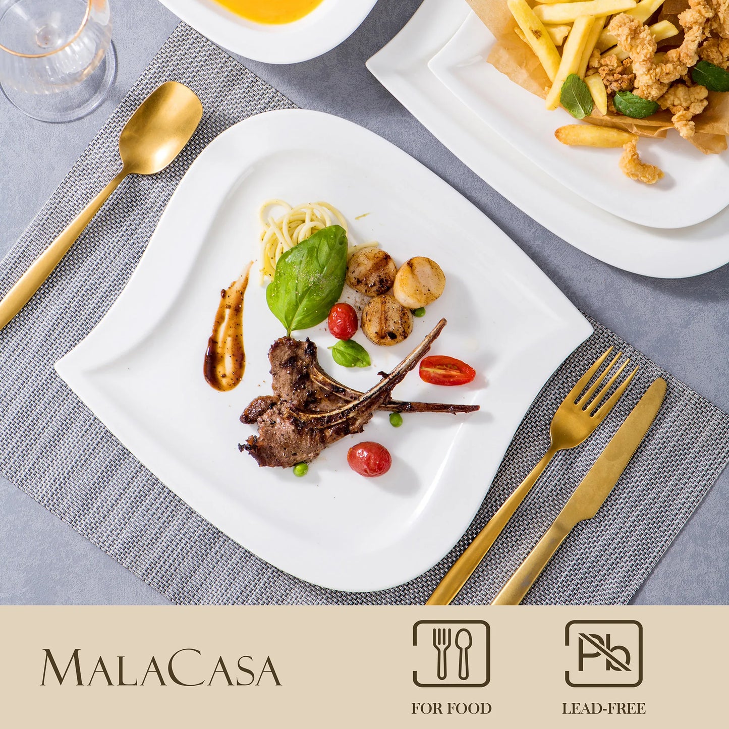 Malacasa Porcelain Dinner Set With Plates Bowls Cups And Premium Saucers