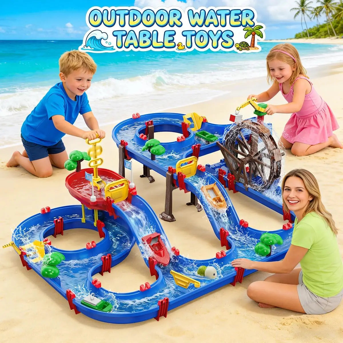 VATOS Outdoor Water Table With Water Wheel Playset For Kids