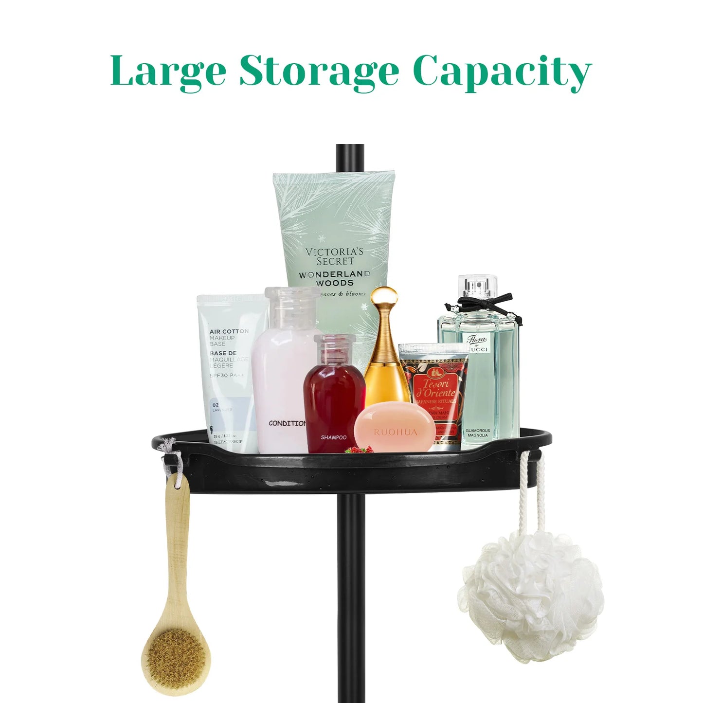 HiMISS Corner Shower Caddy With Tension Pole 4-Tier Bathroom Organizer
