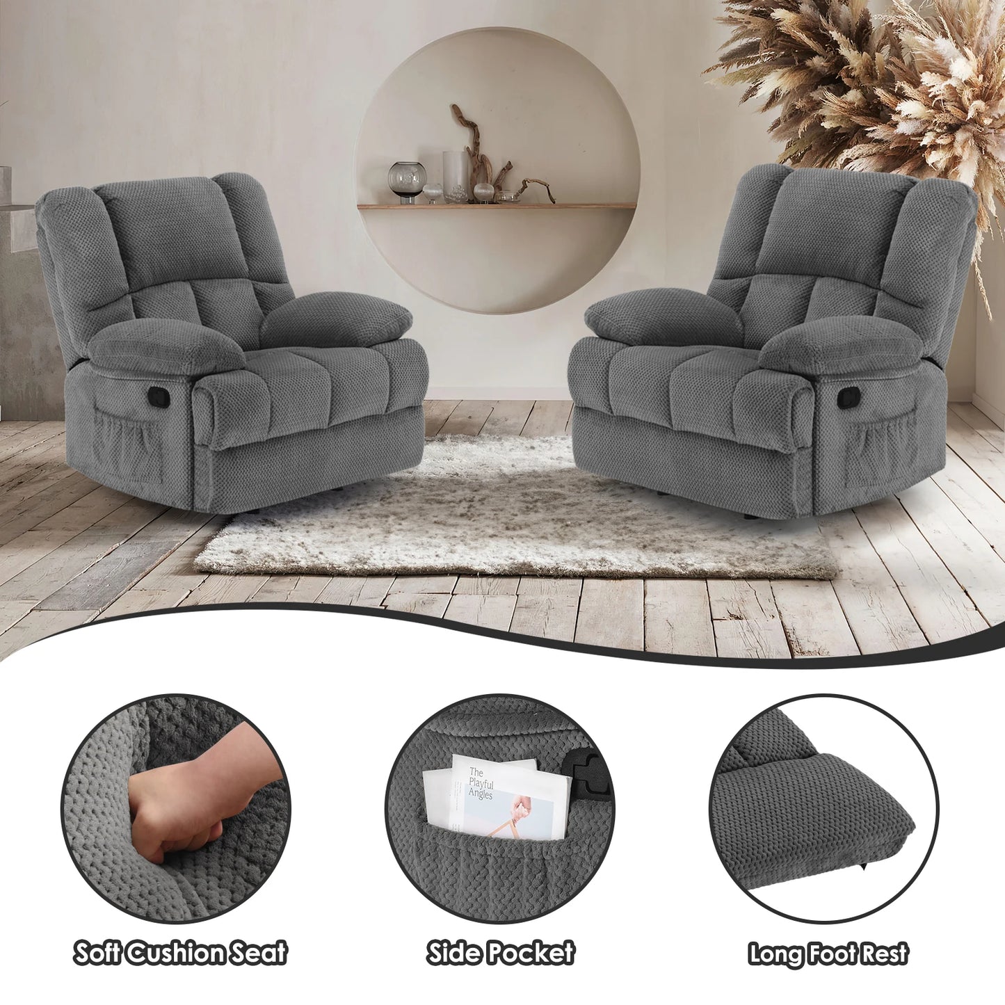 Farini Oversized Rocker Recliner Chair For Home Theater Seating