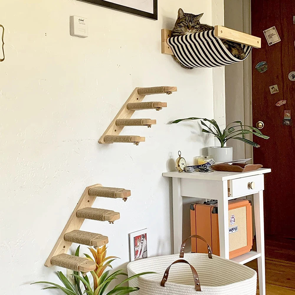 PETRAVEL Cat Wall Mounted Climbing Shelf Four Step Stairway