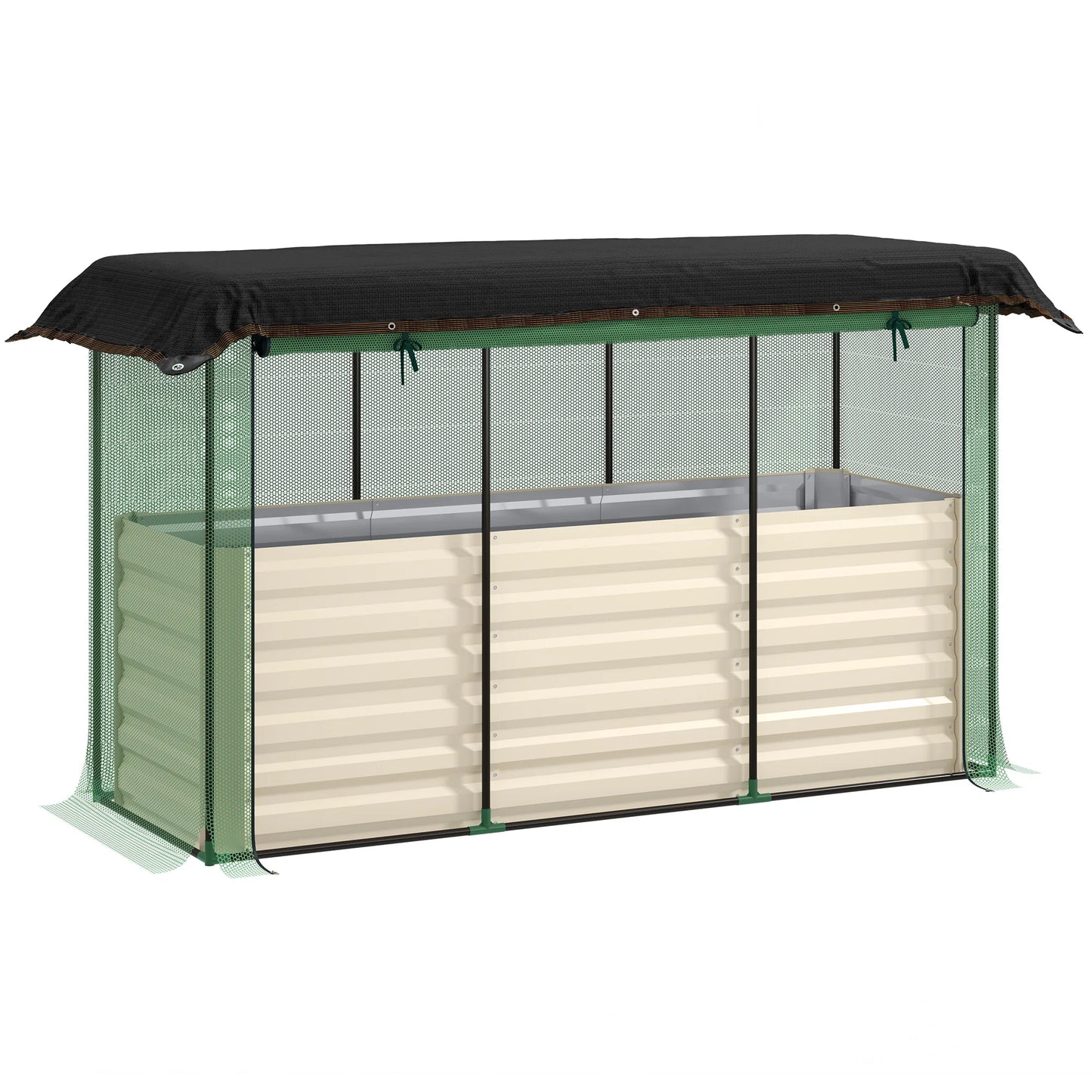 Galvanized Raised Garden Bed With Crop Cage And Shade Cover