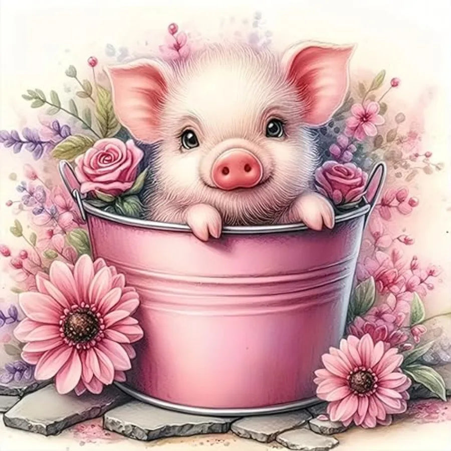 Diamond Art Kit For Adults Cute Pig 5D Diamond Painting