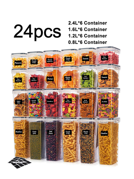 Airtight Food Storage Containers 24 Piece Set With Labels
