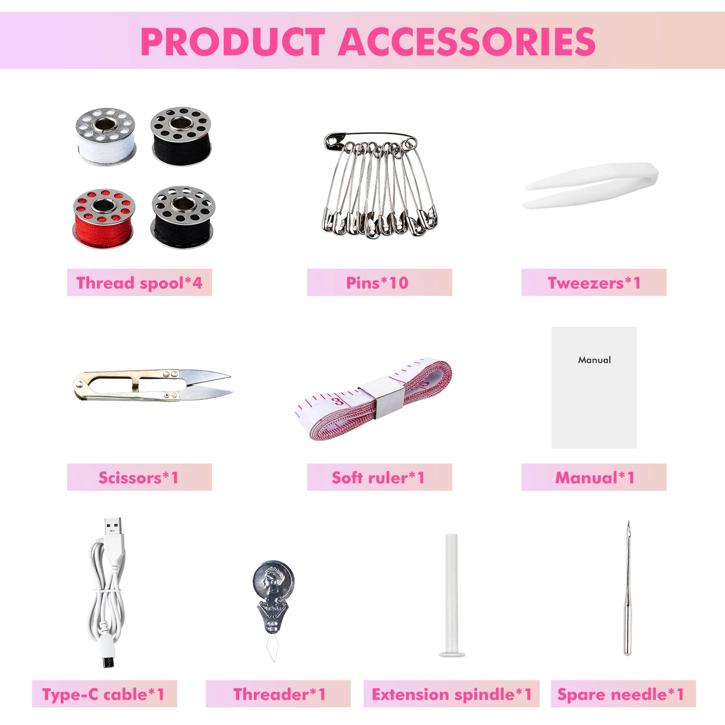 Mini Handheld Sewing Machine Portable Electric Sewing Machine with Sewing Kit for Needlework Practical Sewing Tool Kit Easy to Use