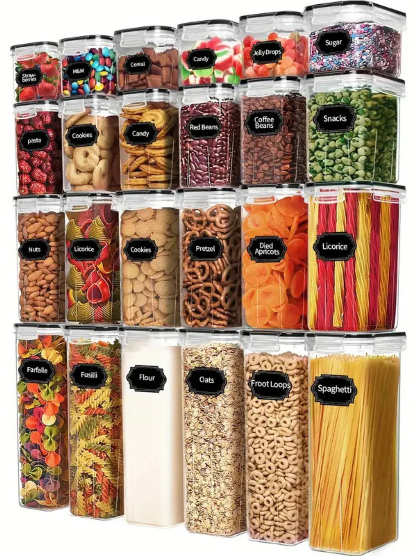 Airtight Food Storage Containers 24 Piece Set With Labels