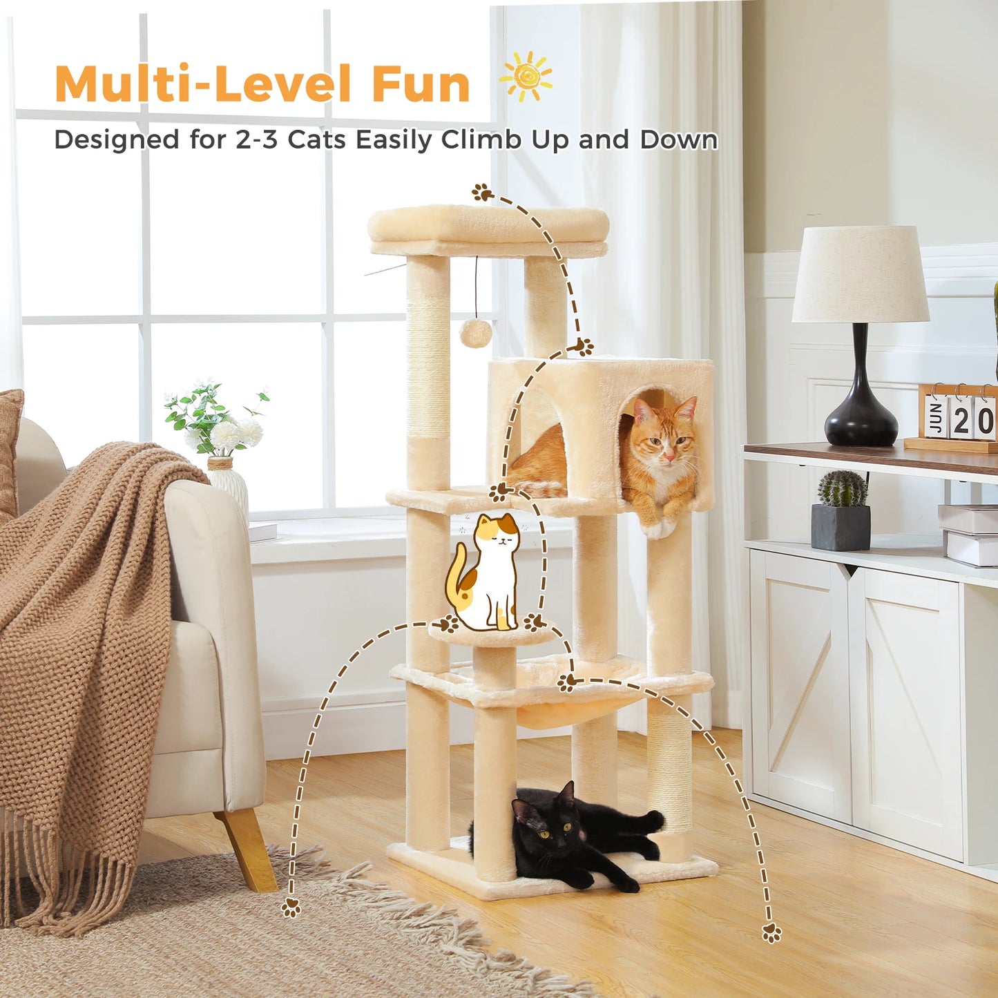 PAWZ Road Four Level Cat Tree With Sisal Posts