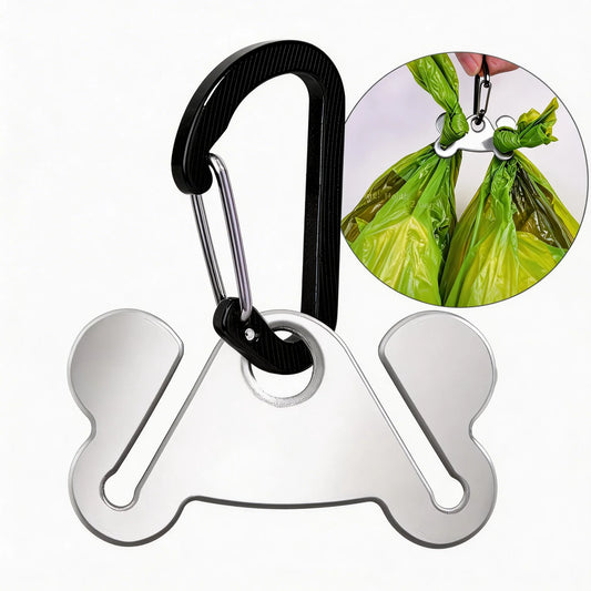 Stainless Steel Hands Free Dog Poop Bag Holder With Clip