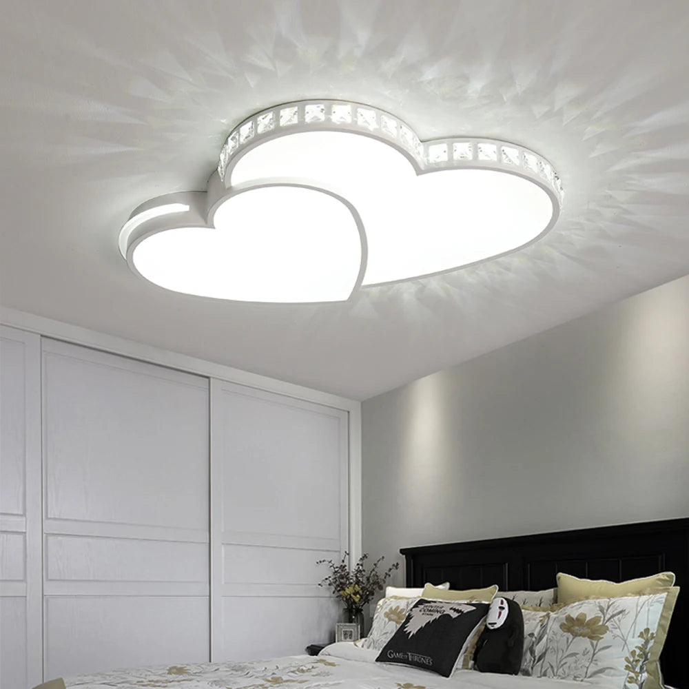 Kids Cartoon Heart Shaped Crystal LED Ceiling Light Fixture