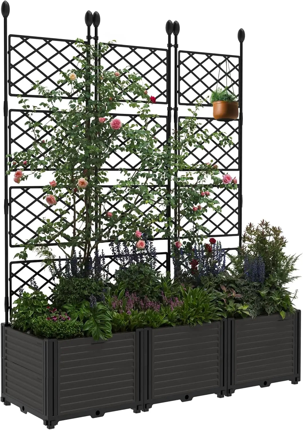 Twister.Ck Plastic Planter Box With Trellis Rack For Balcony