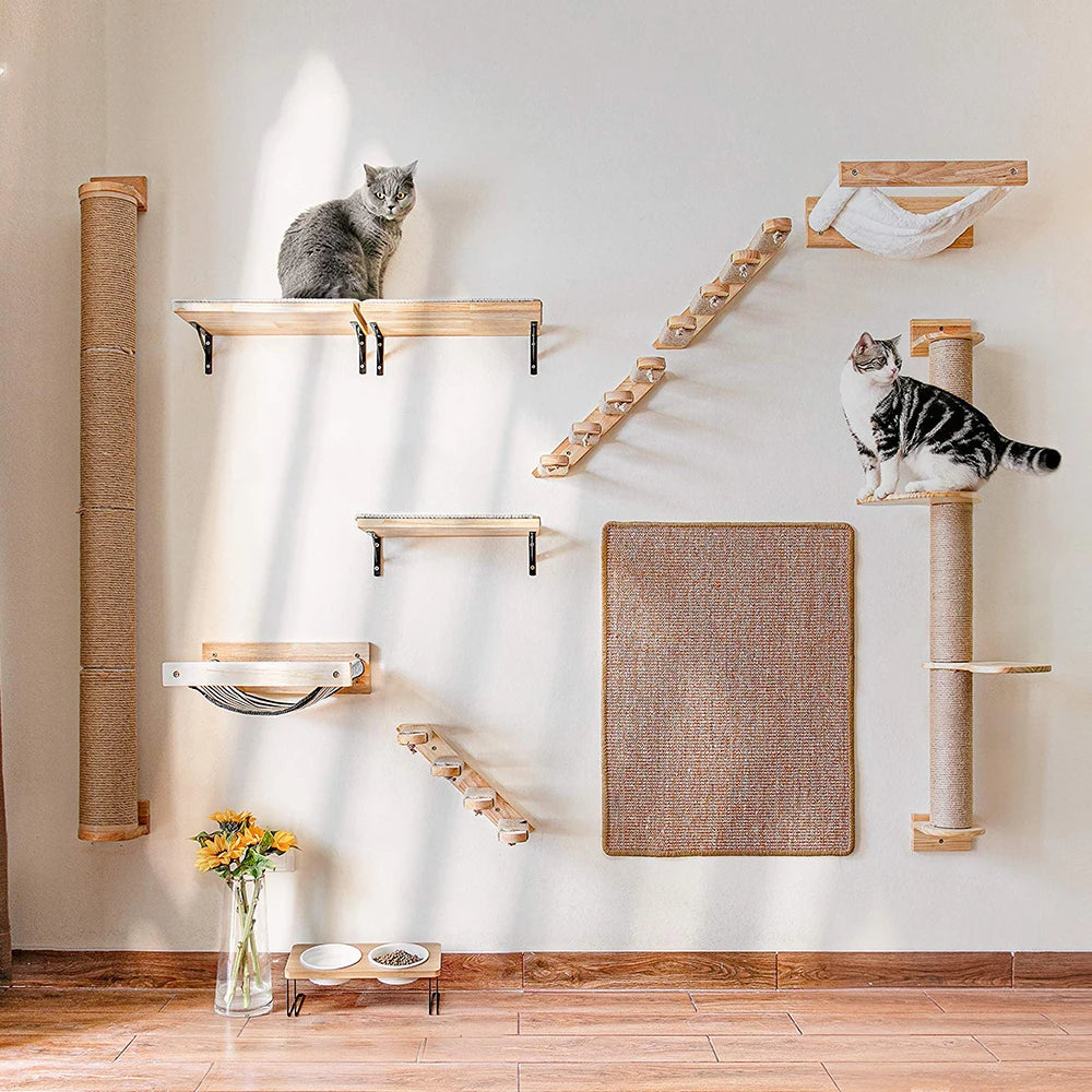 PETRAVEL Cat Wall Mounted Climbing Shelf Four Step Stairway