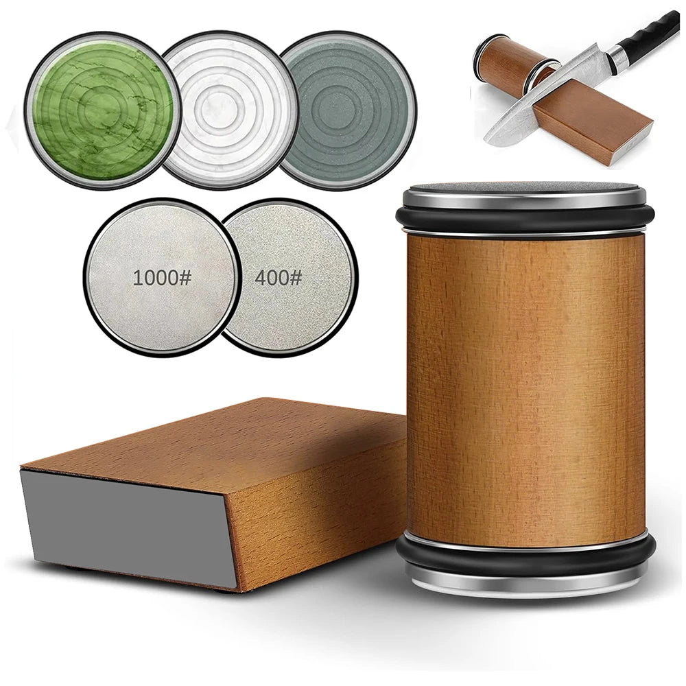 Rolling Knife Sharpener Double Sided Sharpening Stone 15 To 20 Deg Magnetic