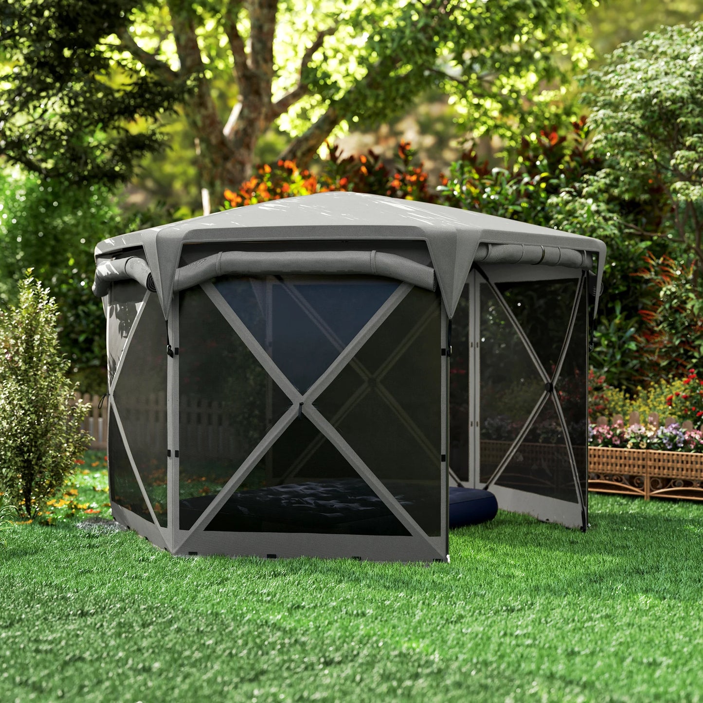Outdoor Pop Up Gazebo Screen Tent With Removable Roof Panel