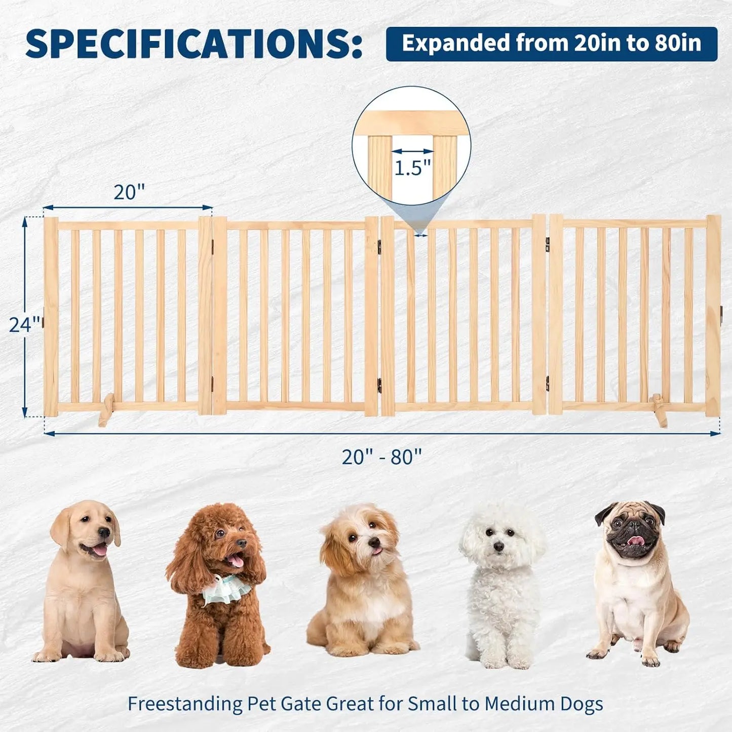HiMISS Freestanding Wooden Dog Gate For Doorways And Stairs