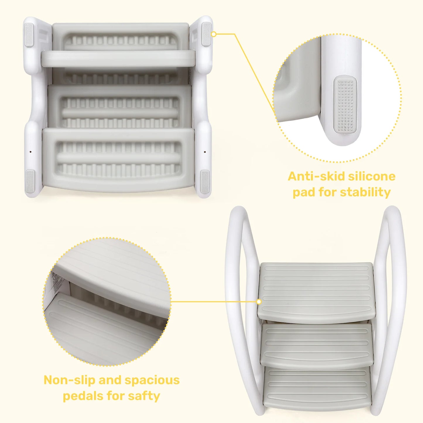 Toddler Step Stool With Handles Plastic Three Step Stool