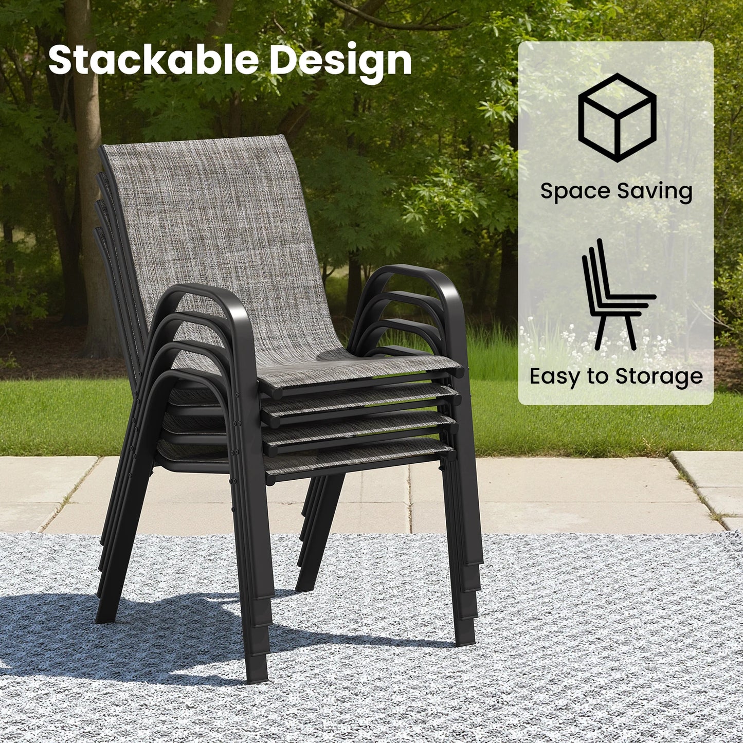 Outdoor Dining Set With Round Table And Six Chairs