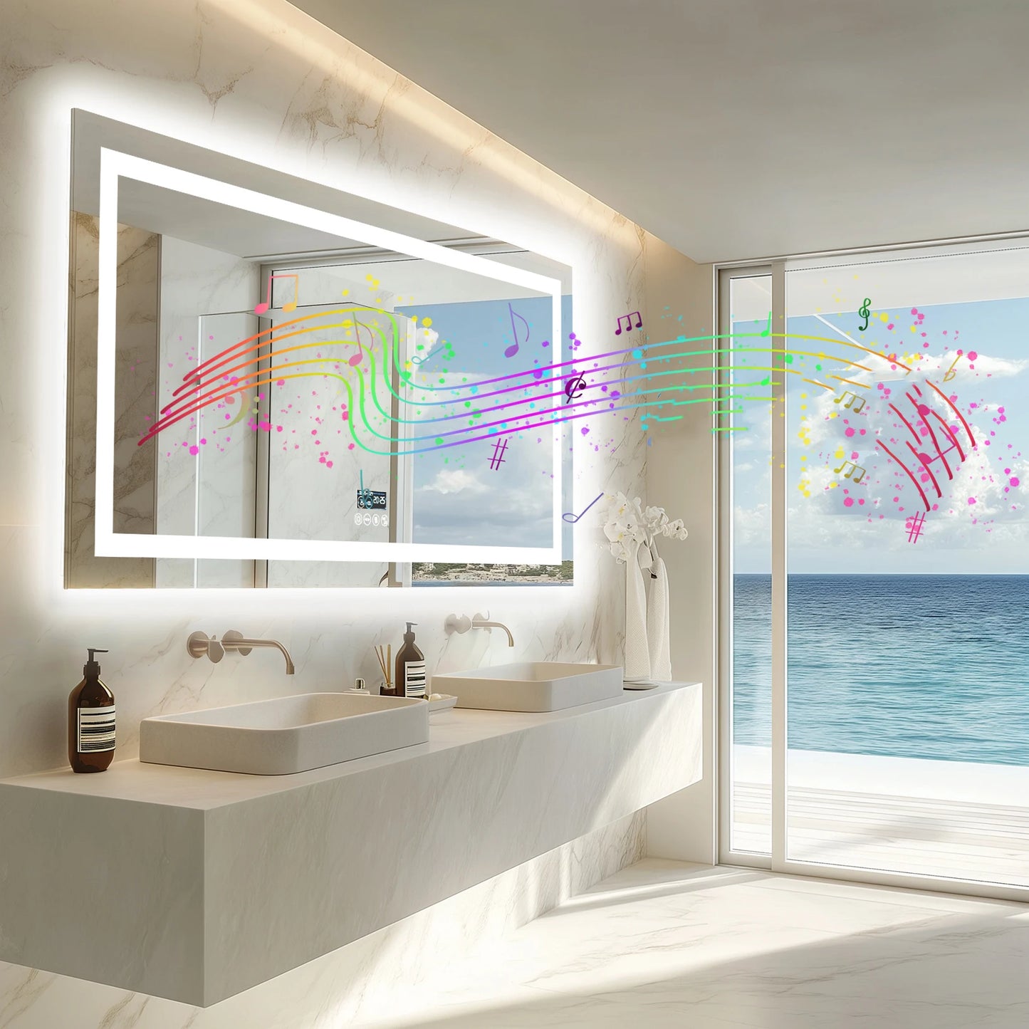 Wisfor Led Bathroom Mirror With Anti Fog And Bluetooth Speaker