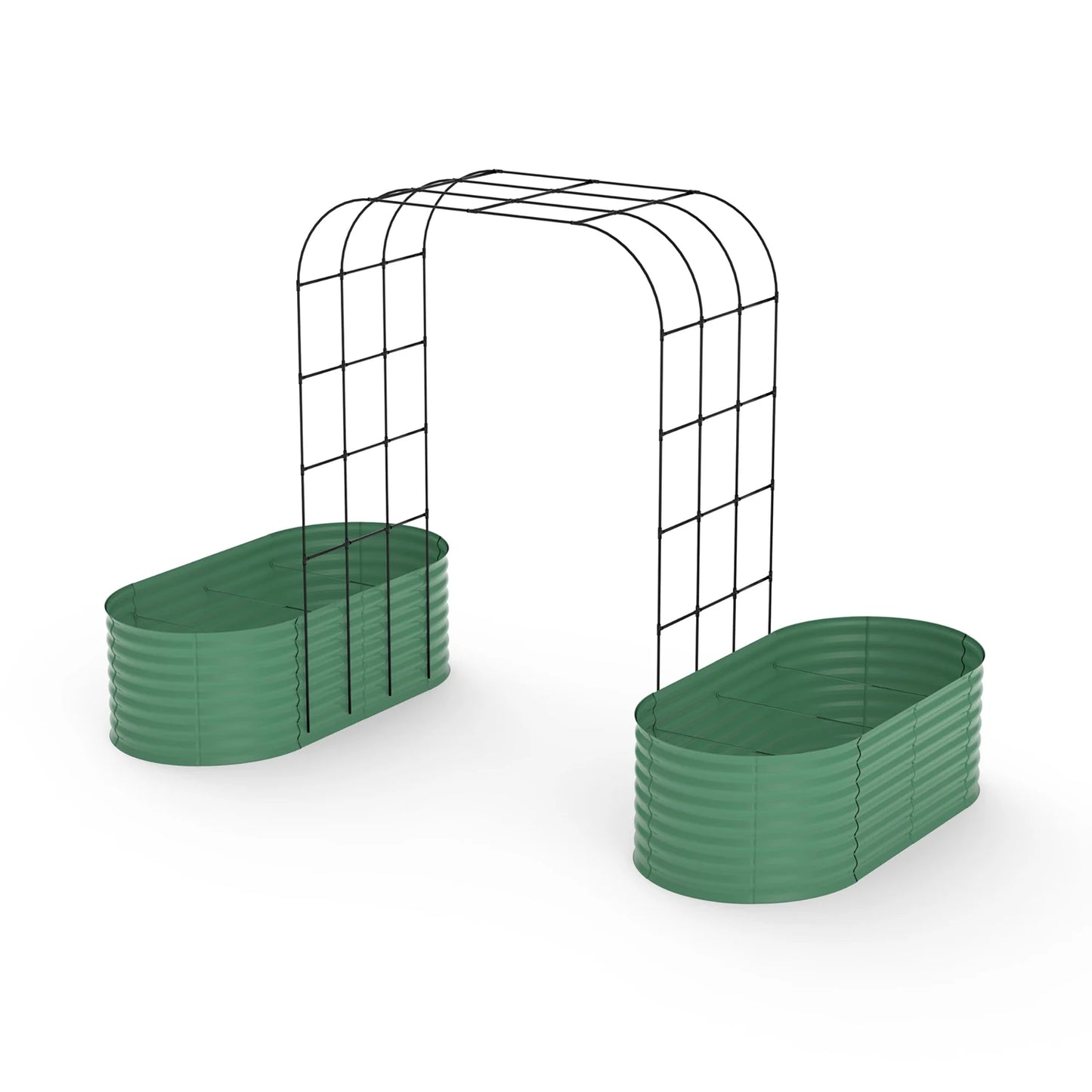 HiMiss Galvanized Steel Raised Garden Bed With Arch Trellis