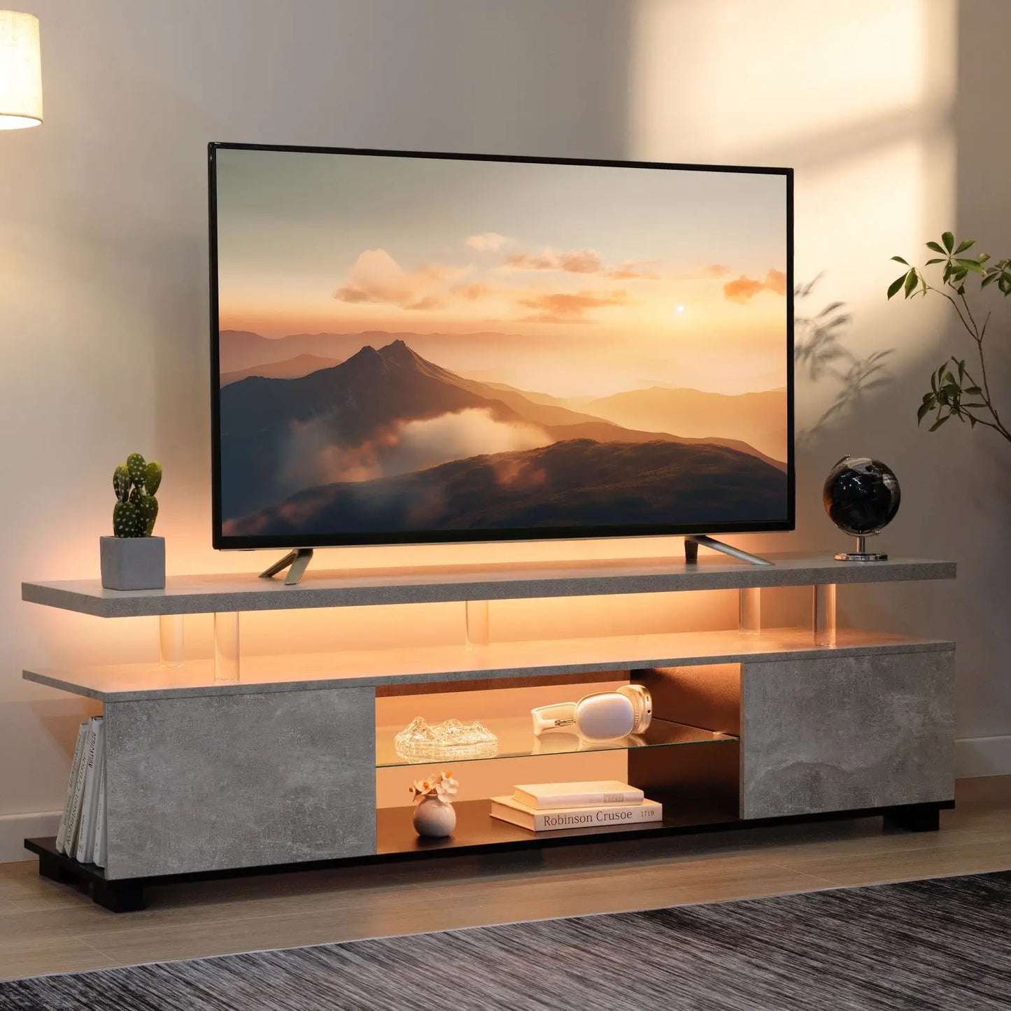 Cubehom LED TV Stand Entertainment Center With Storage
