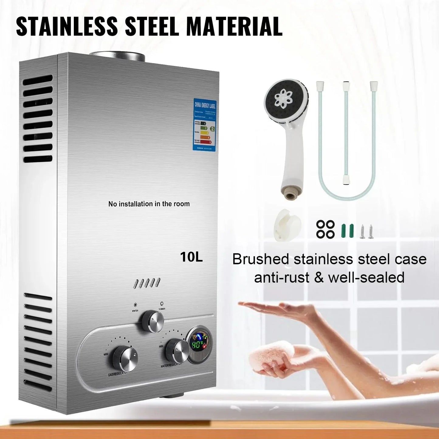 SIHAO Tankless LPG Propane Water Heater Portable Wall Mount