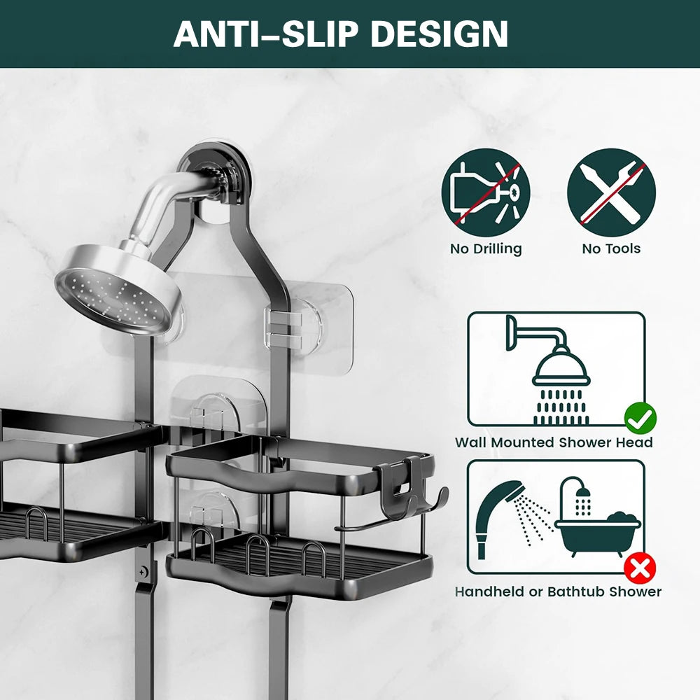 No Drilling Metal Double Layer Shelf 40Lbs Rustproof For Bathroom