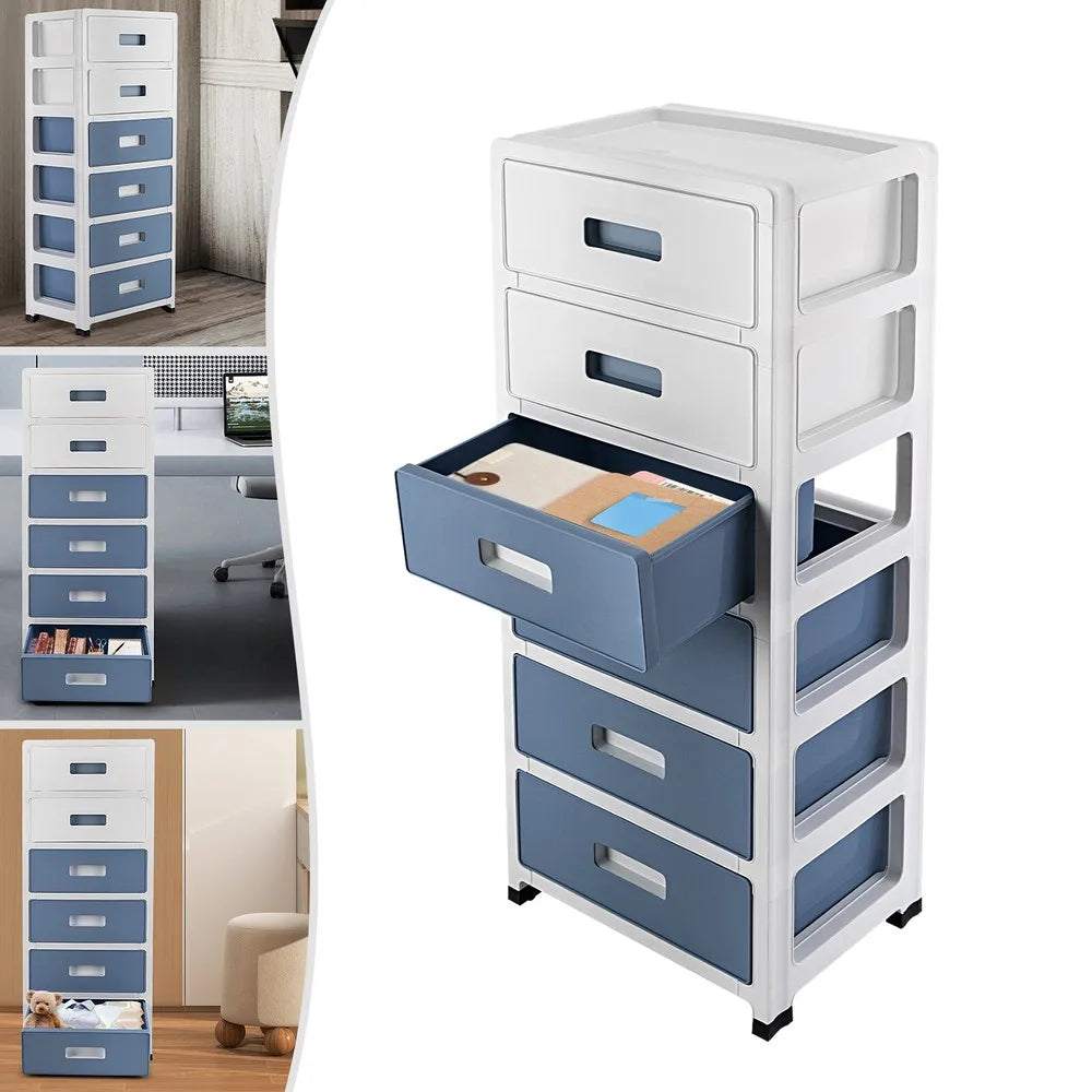 Six Drawer Household Plastic Storage Cabinet And Organization Unit