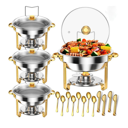 HiMISS Stainless Steel Chafing Dish Buffet Set With Glass Lids