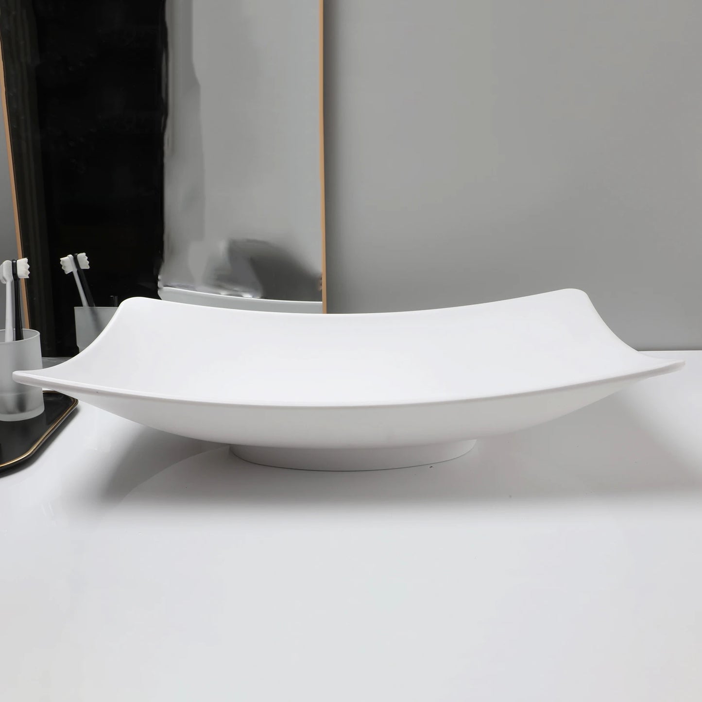 Mekkhal Stone Resin Above Counter Vessel Sink With Drain