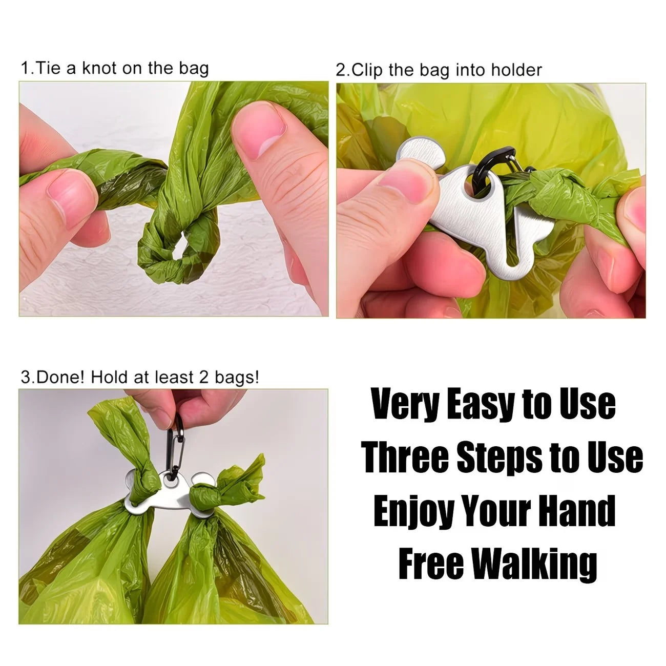 Stainless Steel Hands Free Dog Poop Bag Holder With Clip