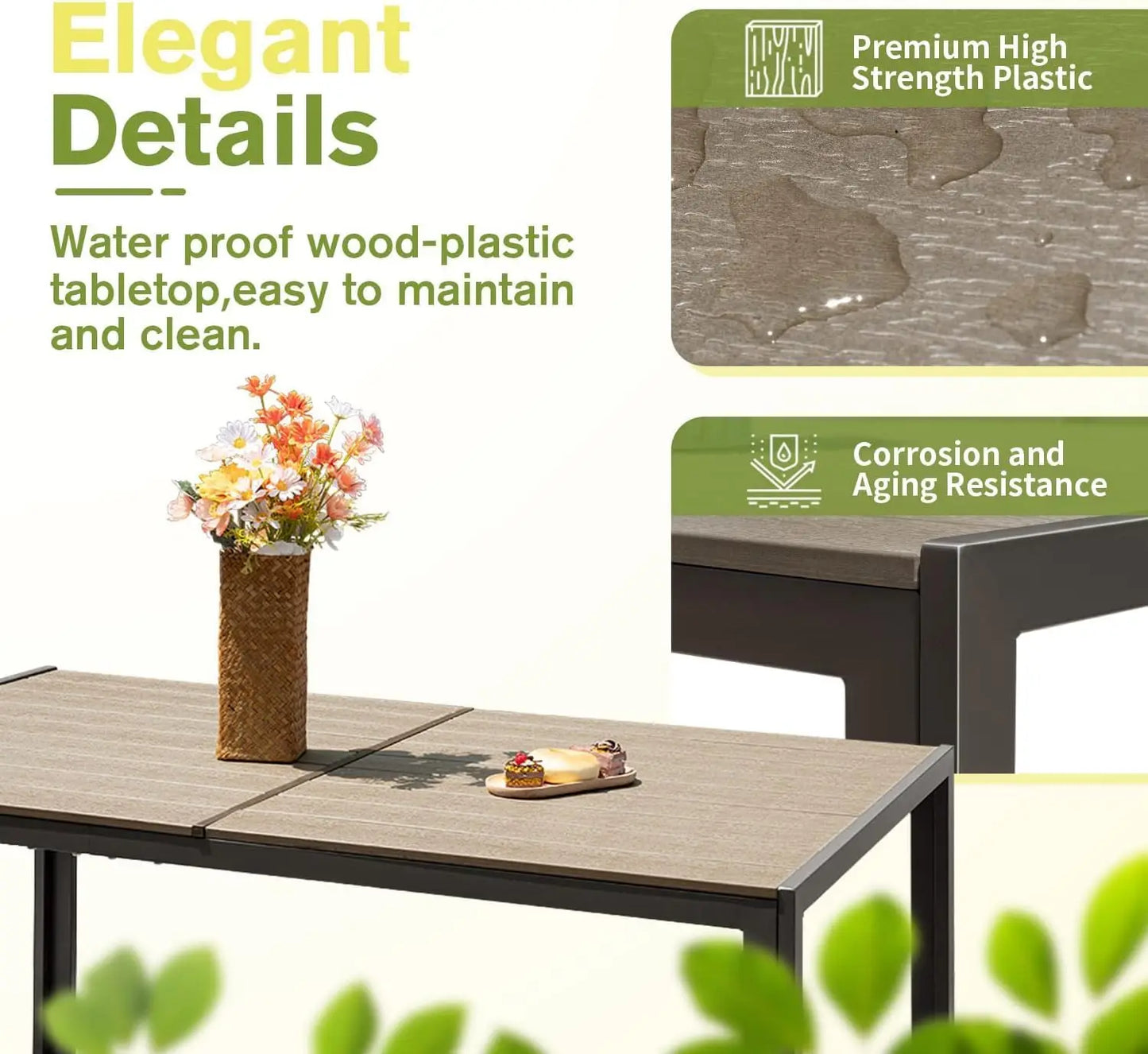 Patio Dining Set 7 Pieces Outdoor Furniture with Large Table and 6 Textilene Chairs for Porch, Poolside, Yard and Garden
