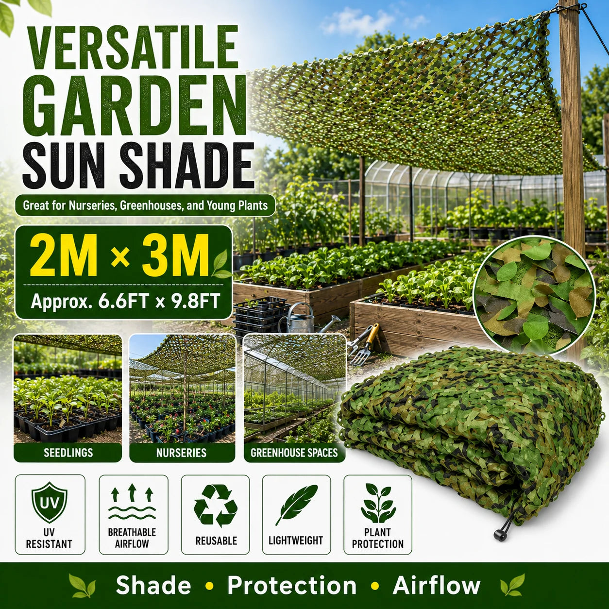 Durable Camouflage Netting For Hunting Sunshade And Outdoor Privacy Screen