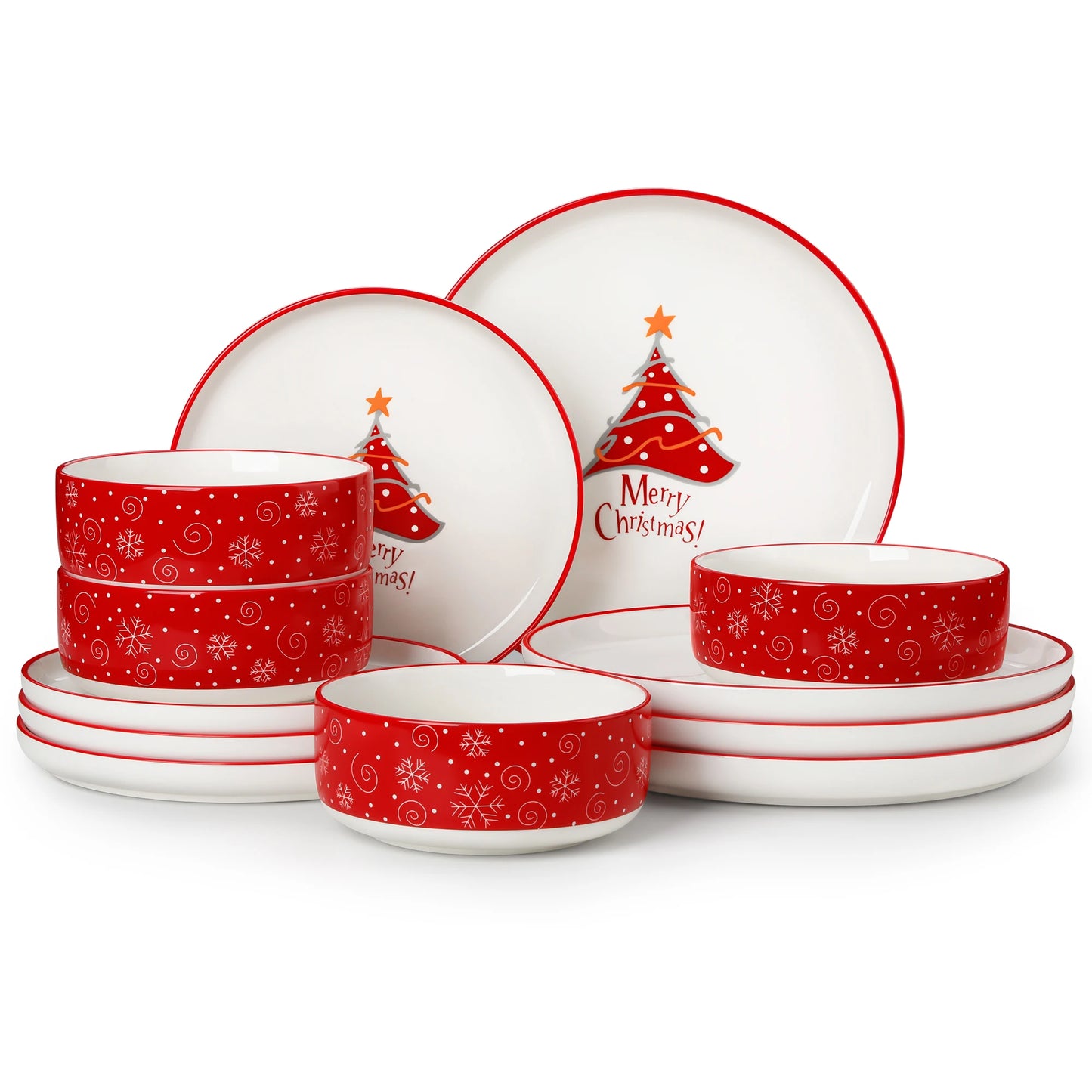 Malacasa Christmas Tree Ceramic Dinnerware Tableware Set