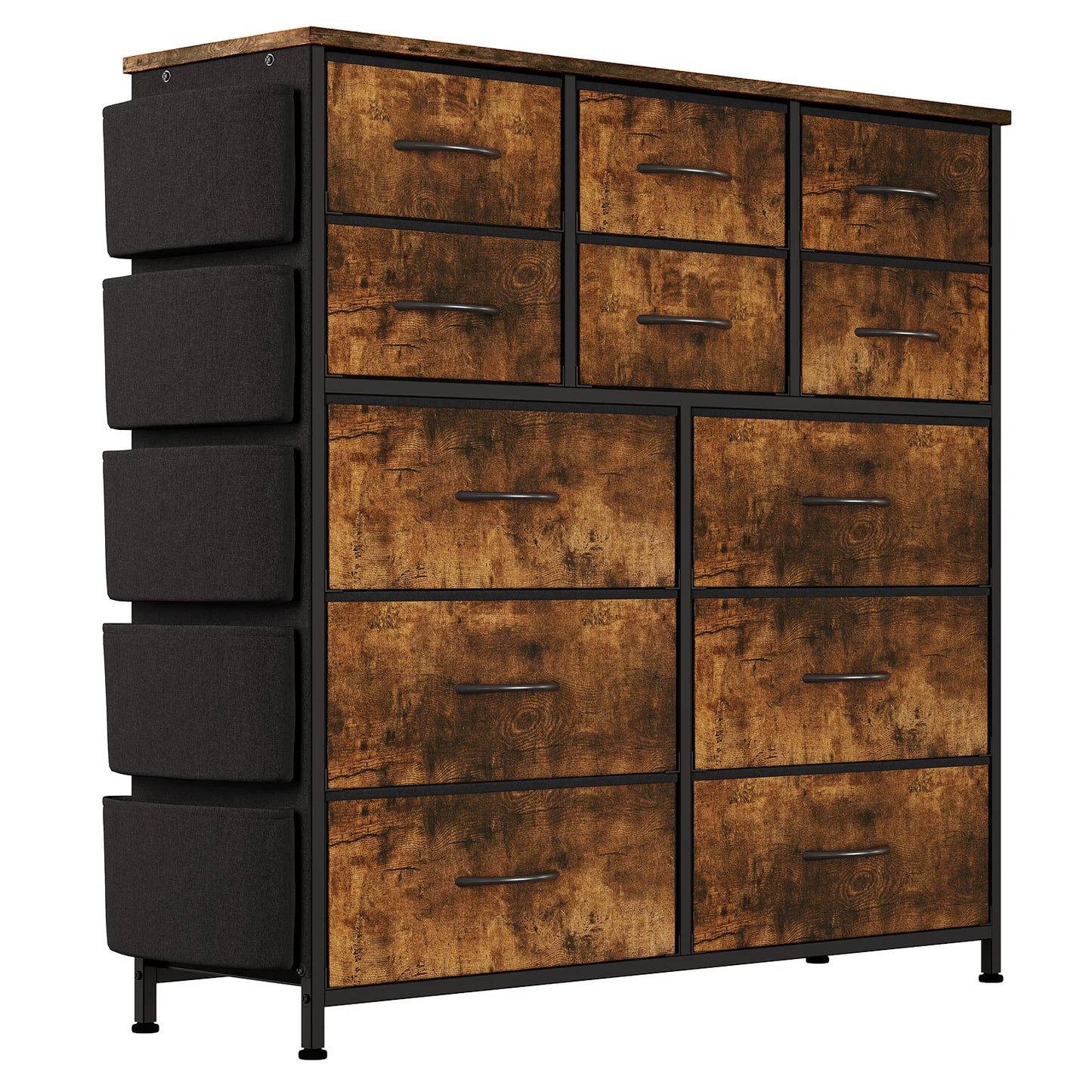 HiMiss 12 Drawer Bedroom Dresser With Metal Frame Top