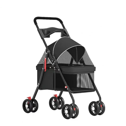 Foldable Pet Dog Cat Stroller With Cup Holder Breathable Mesh