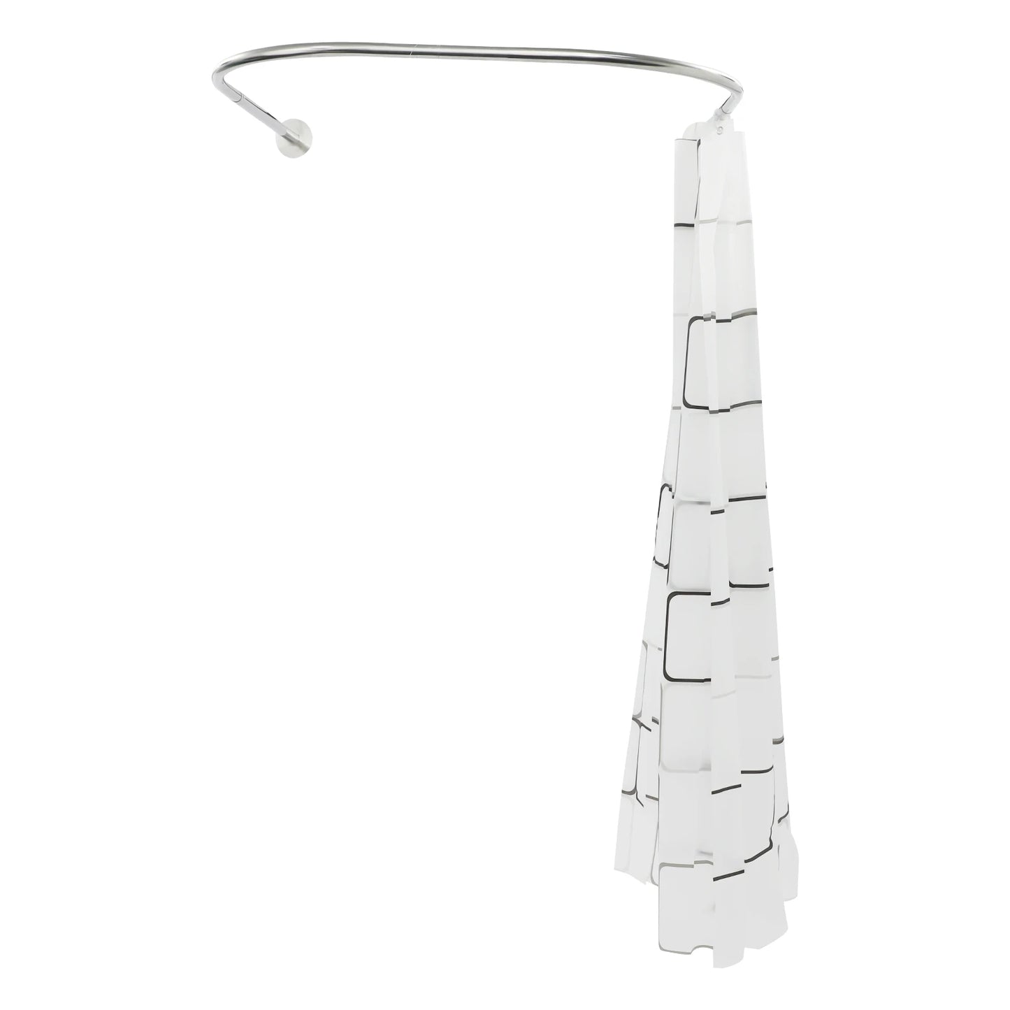 Stainless Steel Adjustable Shower Curtain Rod With Curtain Set