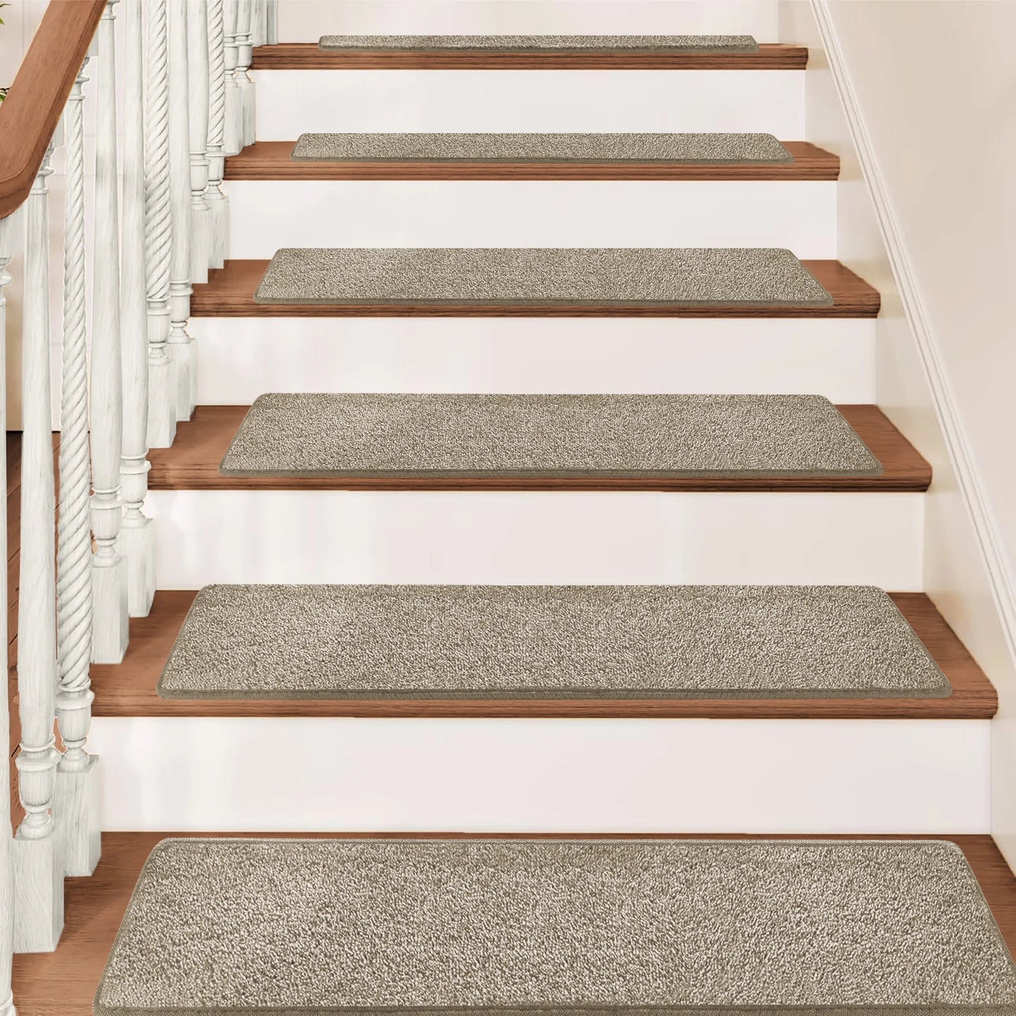 Luxury Carpet Stair Treads – Tape Free Non-Slip Indoor Stair Protectors, Pet-Friendly, Skid Resistant, Washable & Reusable