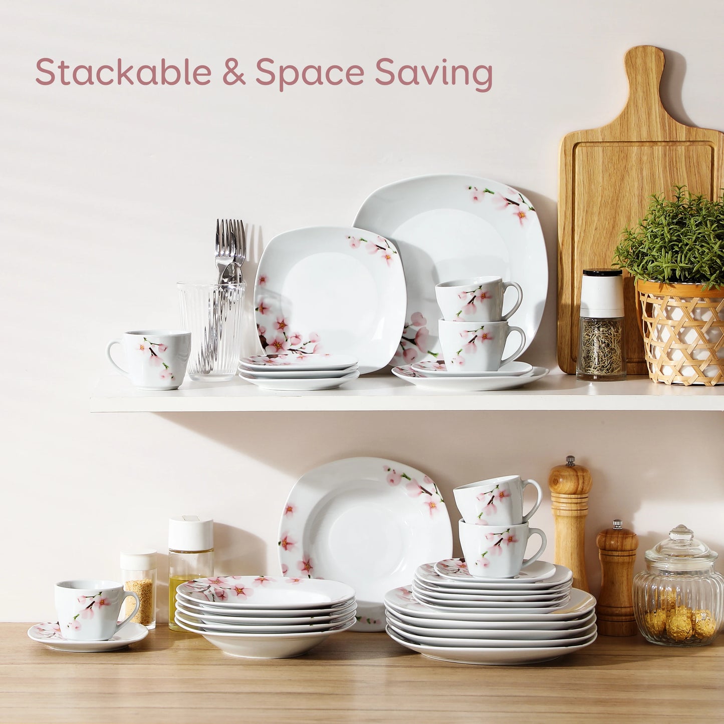 Malacasa Floral Porcelain Dinnerware Set Service For Six