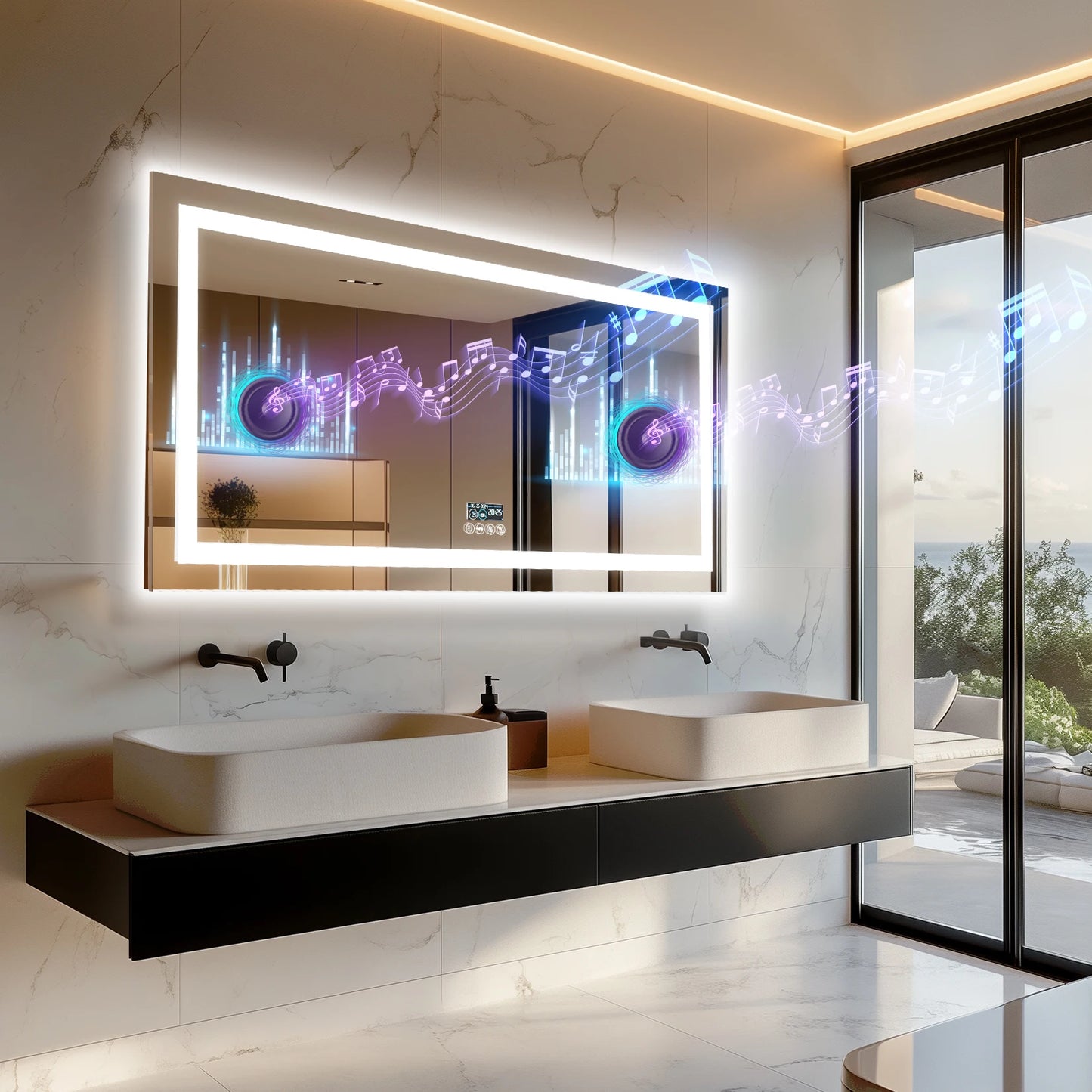 Wisfor Led Bathroom Mirror With Anti Fog And Bluetooth Speaker
