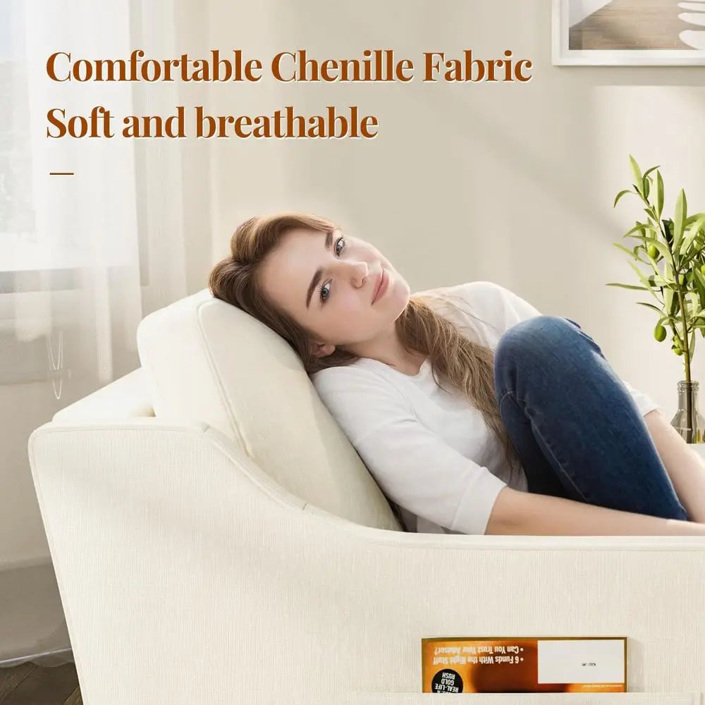 Contemporary Upholstered Chenille Swivel Accent Chair Set