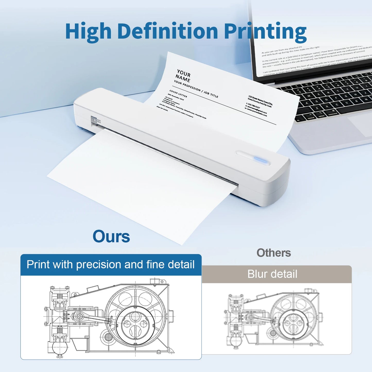 TakeYou Portable Wireless Inkless Thermal Printer Bluetooth 300DPI